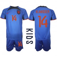 Alankomaat Davy Klaassen #14 Vieras Peliasu Lasten MM-kisat 2022 Lyhythihainen (+ Lyhyet housut)